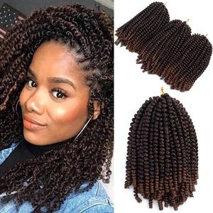 3Pack Spring Twist Crochet Braids Bomb twist 8”